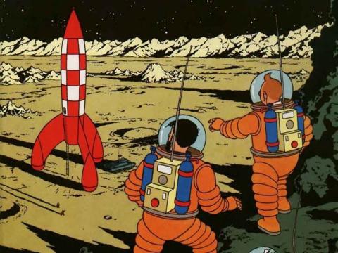 Tintín y Milú, los primeros en pisar la Luna
